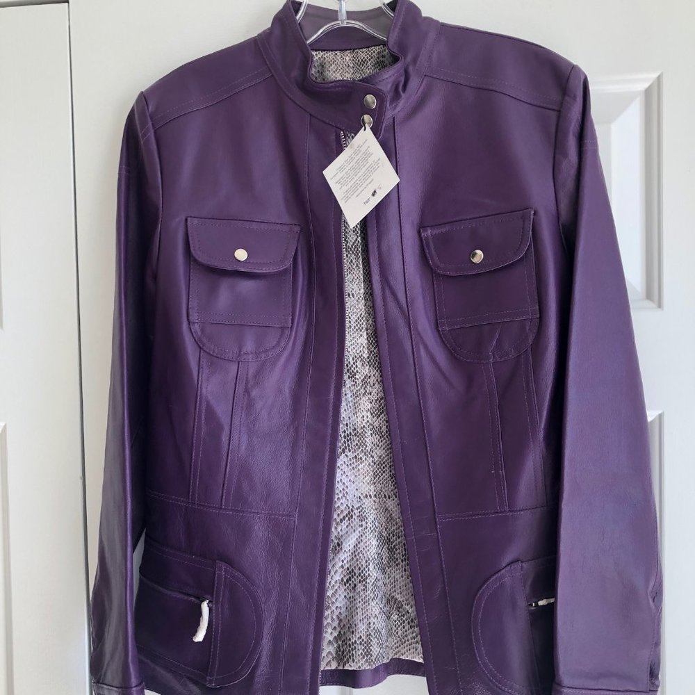 Prague Purple 100% Leather Jacket NWT Size Small